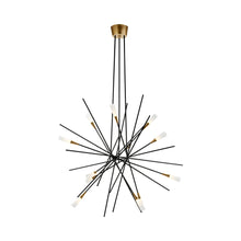Load image into Gallery viewer, Stellar LED Chandelier in Matte Black/Antique Brass (Large).
