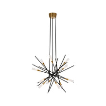 Load image into Gallery viewer, Stellar LED Chandelier in Matte Black/Antique Brass (Medium).
