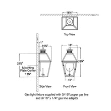 Load image into Gallery viewer, Stratford 3/4 Outdoor Gas Wall Light - line drawing.
