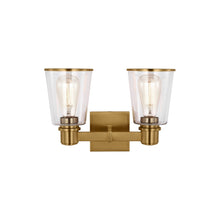 Load image into Gallery viewer, Alessa Vanity Wall Light in Burnished Brass (2-Light).
