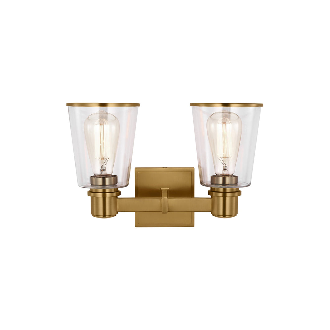 Alessa Vanity Wall Light in Burnished Brass (2-Light).