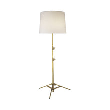 Load image into Gallery viewer, Studio Floor Lamp in Hand-Rubbed Antique Brass/Linen.
