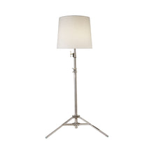 Load image into Gallery viewer, Studio Floor Lamp in Polished Nickel/Linen.

