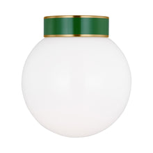 Load image into Gallery viewer, Monroe Flush Mount Ceiling Light in Burnished Brass/Green
