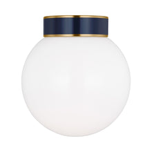 Load image into Gallery viewer, Monroe Flush Mount Ceiling Light in Burnished Brass/Navy

