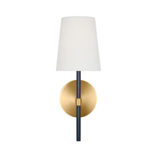 Load image into Gallery viewer, Monroe Bath Wall Light in Burnished Brass/Navy
