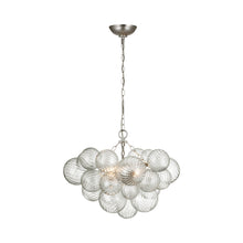 Load image into Gallery viewer, Talia Chandelier in Burnished Silver Leaf and Clear Swirled Glass (Small).
