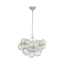 Load image into Gallery viewer, Talia Chandelier in Plaster White and Clear Swirled Glass (Small).
