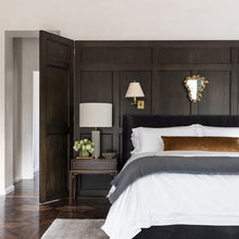 Load image into Gallery viewer, Triple Swing Arm Wall Light in bedroom.
