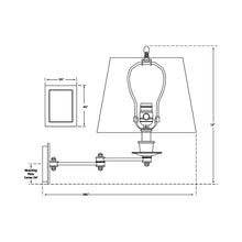 Load image into Gallery viewer, Triple Swing Arm Wall Light - line drawing.
