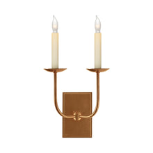 Load image into Gallery viewer, TT Double Wall Light in Hand-Rubbed Antique Brass.
