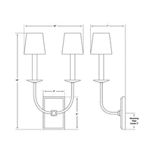 Load image into Gallery viewer, TT Double Wall Light - line drawing.
