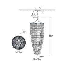 Load image into Gallery viewer, Vacarro Cascading LED Chandelier - line drawing.
