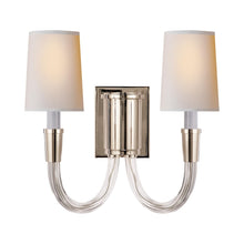 Load image into Gallery viewer, Vivian Double Wall Light in Polished Nickel/Natural Paper.
