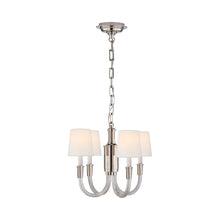 Load image into Gallery viewer, Vivian Mini Chandelier in Crystal/Polished Nickel/Linen.
