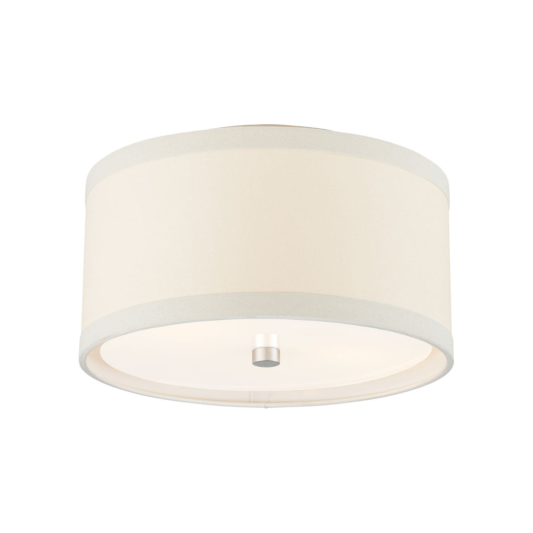 Walker Flush Mount Ceiling Light in Burnished Silver Leaf/Cream Linen (Small).