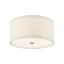 Load image into Gallery viewer, Walker Flush Mount Ceiling Light in Gild/Cream Linen (Small).
