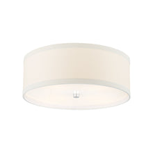 Load image into Gallery viewer, Walker Flush Mount Ceiling Light in Burnished Silver Leaf/Cream Linen (Medium).
