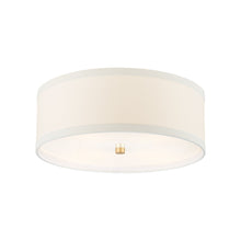Load image into Gallery viewer, Walker Flush Mount Ceiling Light in Gild/Cream Linen (Medium).
