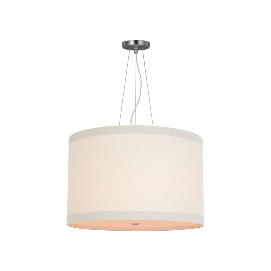 Walker LED Pendant Light in Burnished Silver Leaf/Cream Linen (Medium).