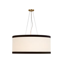 Load image into Gallery viewer, Walker LED Pendant Light in Gild/Cream Linen/Black Linen Trim (Large).
