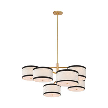 Load image into Gallery viewer, Walker LED Offset Chandelier in Gild/Linen with  Black Linen Trim (X-Large).
