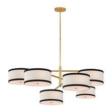 Load image into Gallery viewer, Walker LED Offset Chandelier in Gild/Linen with  Black Linen Trim (Grande).
