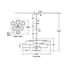 Load image into Gallery viewer, Walker Offset LED Chandelier - line drawing.
