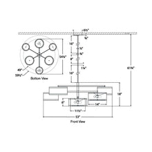 Load image into Gallery viewer, Walker LED Offset Chandelier - line drawing.
