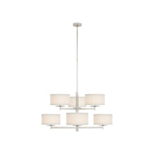 Load image into Gallery viewer, Walker Two Tier Chandelier in Burnished Silver Leaf/Cream Linen.
