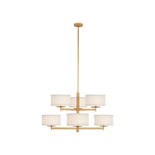 Load image into Gallery viewer, Walker Two Tier Chandelier in Gild/Cream Linen.
