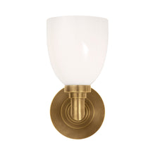 Load image into Gallery viewer, Wilton Bath Wall Light in Hand-Rubbed Antique Brass.
