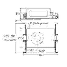 Load image into Gallery viewer, Volta 2 Inch Round Invisible Trim New Construction Recessed Housing - line drawing.
