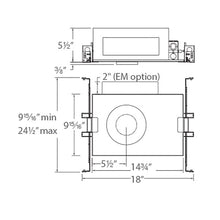 Load image into Gallery viewer, Volta 2 Inch Round New Construction Recessed Housing - line drawing.
