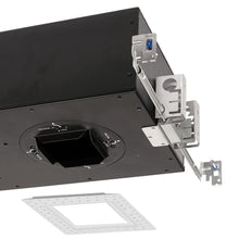 Load image into Gallery viewer, Volta 2 Inch Square Invisible Trim New Construction Recessed Housing in Detail.
