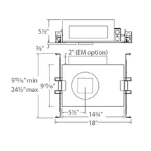 Load image into Gallery viewer, Volta 2IN Square New Construction Recessed Housing - line drawing.

