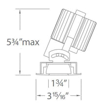 Load image into Gallery viewer, Volta 2 Inch Square Pinhold Adjustable LED Recessed Trim - line drawing.
