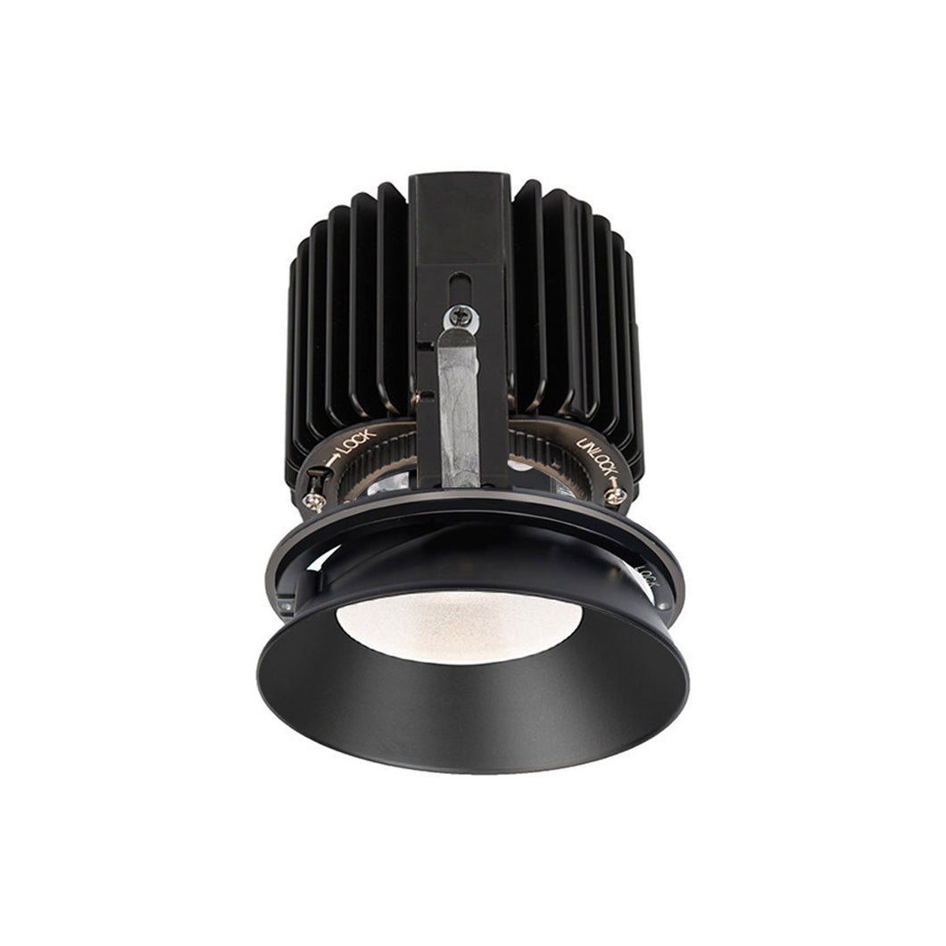 Volta 4.5 Inch Round Shallow Regressed Trimless LED Recessed Trim in Black.