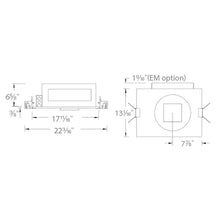 Load image into Gallery viewer, Volta 4.5 Inch Square New Construction Recessed Housing - line drawing.
