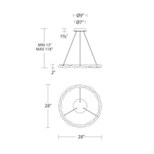 Load image into Gallery viewer, Escapade LED Pendant Light - line drawing.
