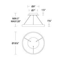 Load image into Gallery viewer, Sirius LED Pendant Light - line drawing.
