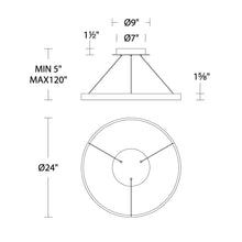 Load image into Gallery viewer, Sirius LED Pendant Light - line drawing.
