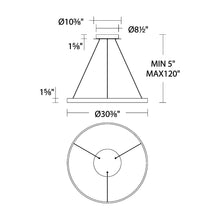 Load image into Gallery viewer, Sirius LED Pendant Light - line drawing.
