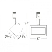Load image into Gallery viewer, Wall Wash LED Flexrail Head - line drawing.
