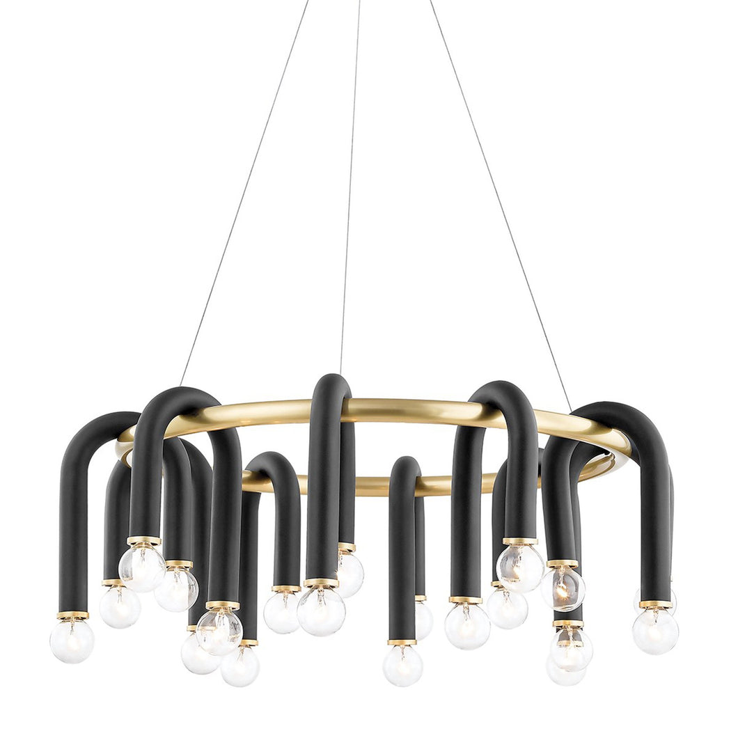 Whit Chandelier in Aged Brass / Black.