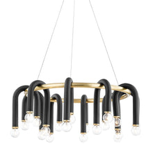 Load image into Gallery viewer, Whit Chandelier in Black and Brass.
