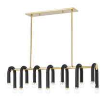 Load image into Gallery viewer, Whit Linear Suspension Light in Black and Brass.
