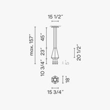 Load image into Gallery viewer, Wireflow Hexagonal LED Pendant Light - line drawing.
