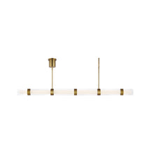 Load image into Gallery viewer, Wit LED Linear Suspension Light in 6-Glass/Aged Brass.
