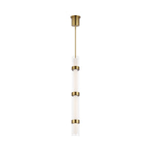 Load image into Gallery viewer, Wit LED Pendant Light in 4-Glass/Aged Brass.
